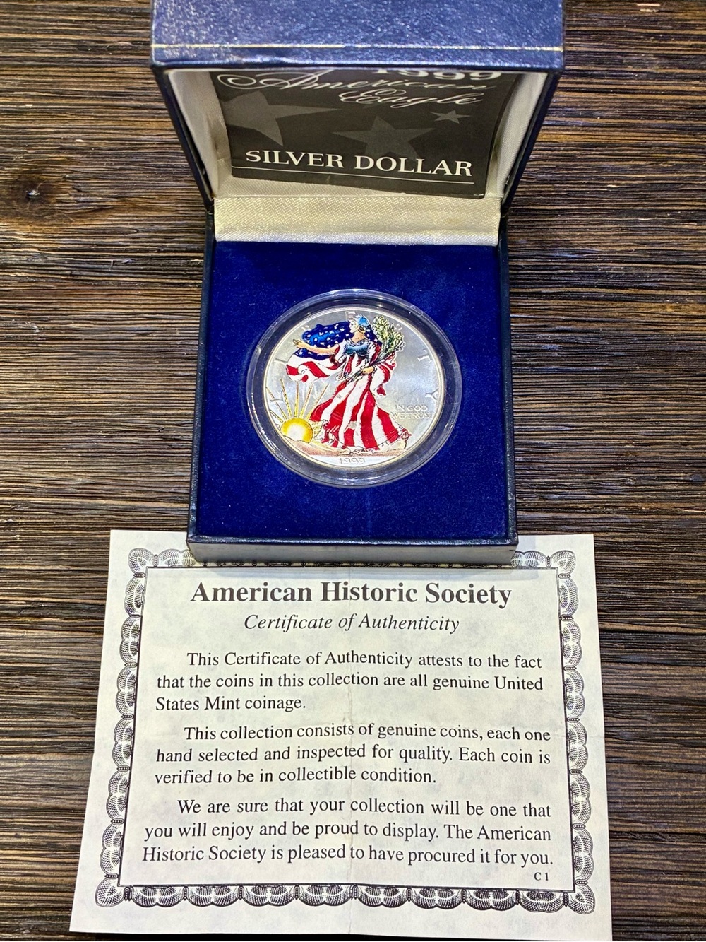 1999 QVC American Eagle Silver Dollar With COA